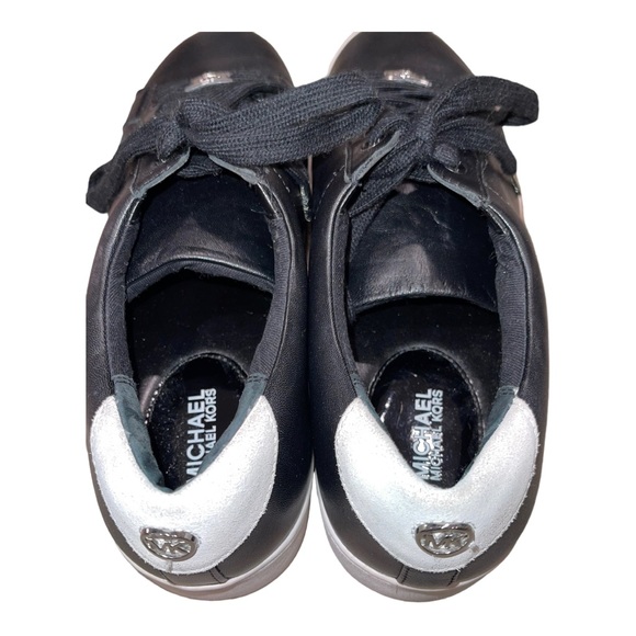 MICHAEL Michael Kors Poppy Black Leather Sneaker with Silver Accents Size 10M - Picture 4 of 8